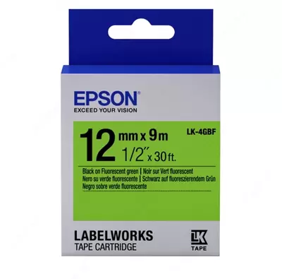 Лента Epson LK4GBF Fluor Blk/Green 12/9 - 12mm / 9m / LW400 / LW700