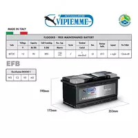 Аккумулятор для авто VIPIEMME EFB 12V90AH (353х175х190) (-+) Е BF72C (Италия) - 1 662 500 сум