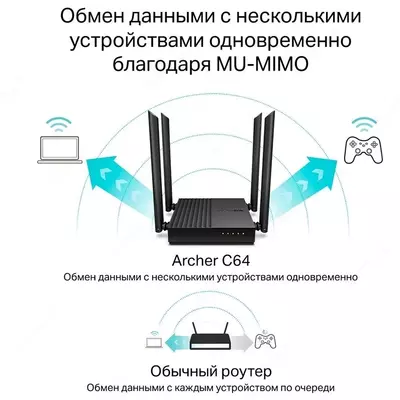 WiFi Роутер TP-Link Archer C64 AC1200 Dual-Band