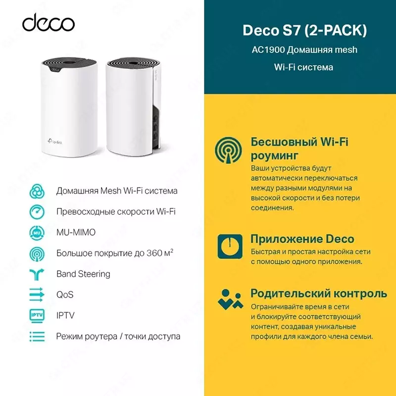 Wi-Fi Mesh tizimi TP-Link Deco S7 (2-Pack) AC1900 Whole Home