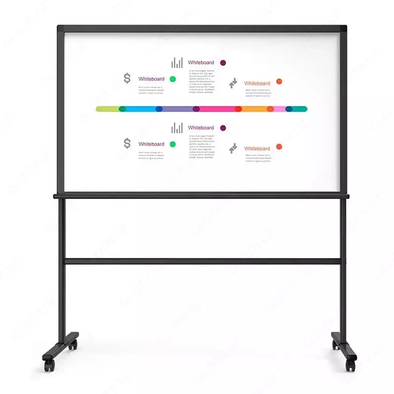 Доска магнитно-маркерная стеклянная с подставкой на колесах Deli 8737 90*150