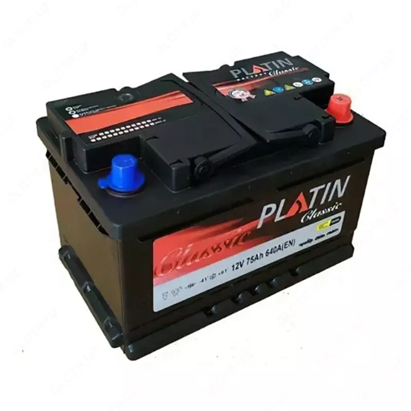 Аккумулятор для авто PLATIN 12v75 Шлакоблок, Азиатский корпус (Турция)