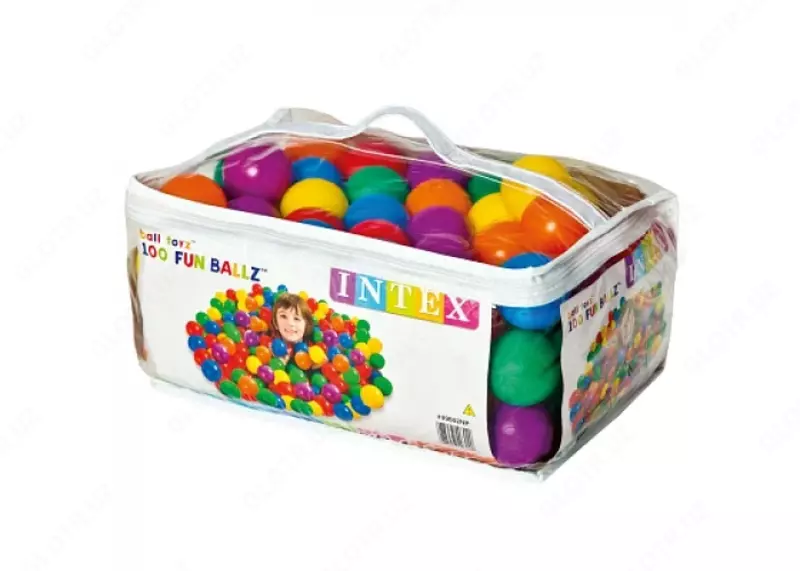 6.5 sm plastik to'plar, o'yin markazlari uchun 100 dona