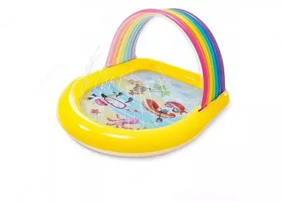 Bolalar uchun shishiriladigan basseyn 147x130x86 sm "Kamalak" soyabon va favvoralar bilan, 84L