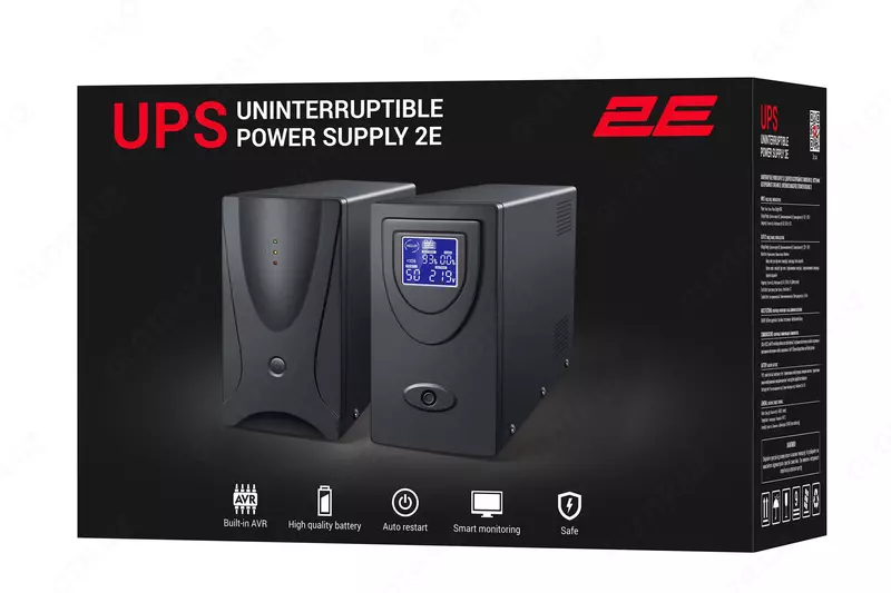 Uzluksiz quvvat manbai 2E ED2000, 2000VA/1200W, LED, 2xSchuko 2E-ED2000