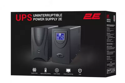 Источник бесперебойного питания 2E ED2000, 2000VA/1200W, LED, 2xSchuko 2E-ED2000