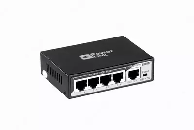 Switch 2E PowerLink SP401F 5xFE (4x FE PoE, 1xFE Uplink, 50W), boshqarilmaydigan