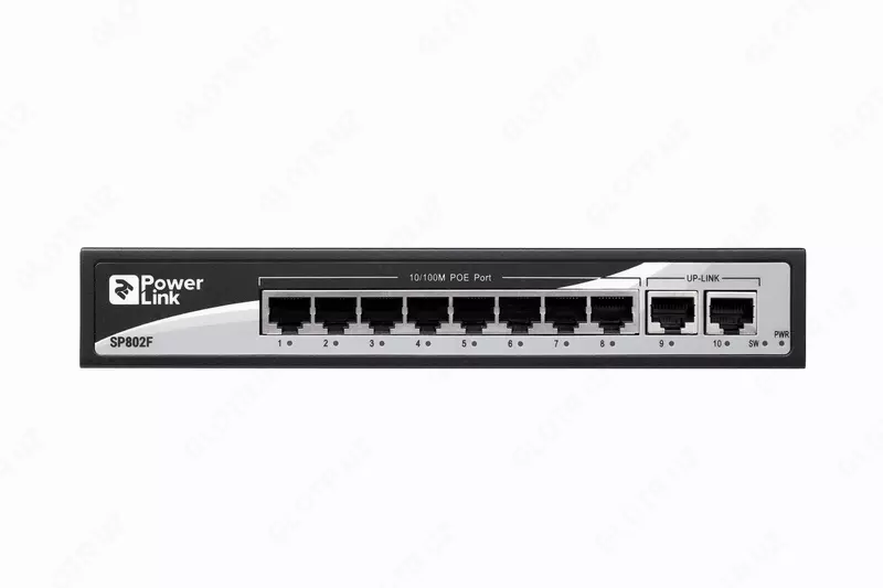 Switch 2E PowerLink SP802F 10xFE (8xFE PoE, 2xFE Uplink, 150W), boshqarilmaydigan