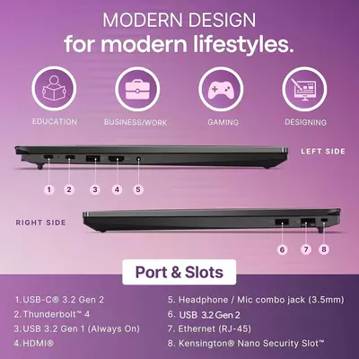 Noutbuk LENOVO THINKPAD E16 GEN2 CORE ULTRA 5-125U 16GB DDR5 512GB 16" FHD IPS BACKLIT FPR BLACK