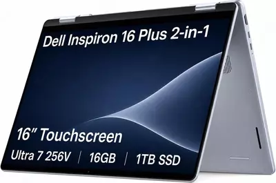 Noutbuk DELL 16 PLUS 2-IN-1 DB06250 ULTRA 7-256V 16GB LPDDR5X 1TB SSD 16.0" FHD 2K TOUCHSCREEN BACKLIT FPR W11 ICE BLUE