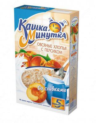 Кашка Минутка "Овсяные хлопья с персиком" со сливками