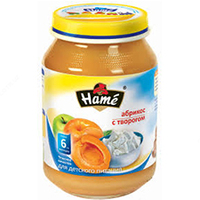 Детское питание пюре абрикос с творогом ПТ 190 г