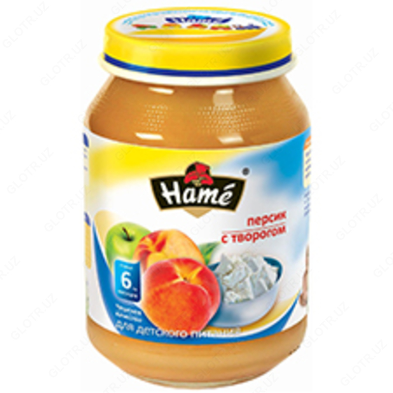Детское питание пюре персик с творогом ПТ 190 г