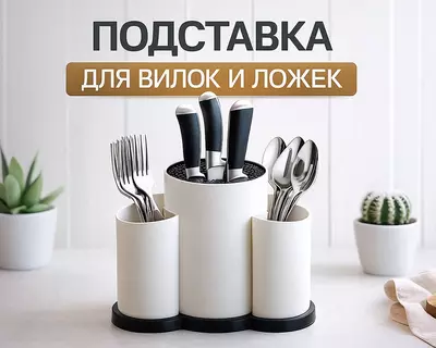 Подставка для вилок и ложек белая