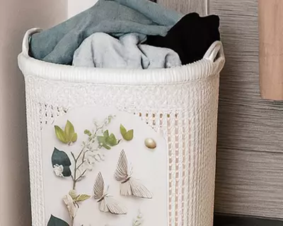 Корзина для белья белая Elite Global Plast