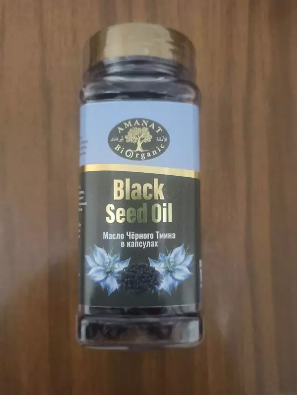 Масло черного тмина в капсулах Black Seed Oil  Amanat Biorganic из Турции 100 капсул  1380 мг. купить в Ташкенте.