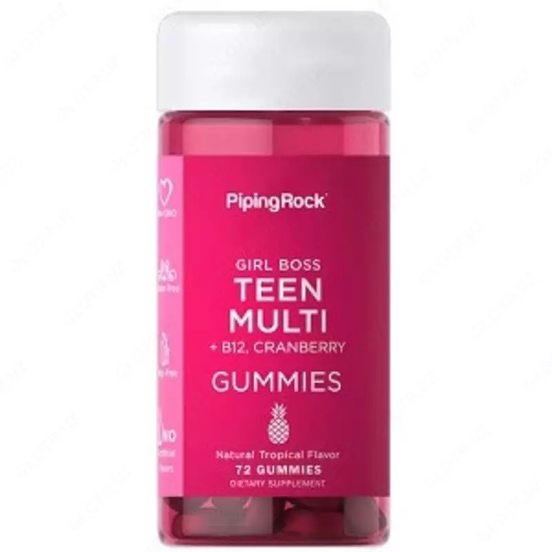  Витамины для девушек Piping Rock Teen Girl Multi + B-12 Cranberry (72 жевательных мармеладок) купить в Ташкенте - 