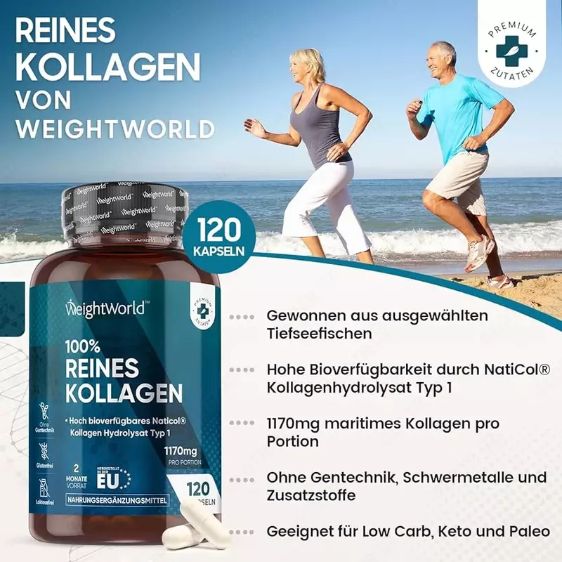   Капсулы чистого морского коллагена Weightworld Pure Marine Collagen hомогает при появлении признаков старения