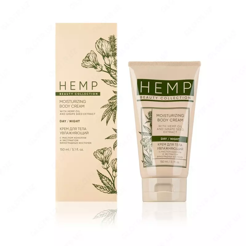 Крем для тела увлажняющий с маслом конопли и экстрактом виноградных косточек