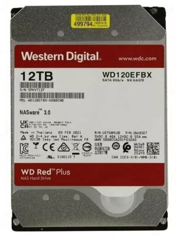 Жесткий диск HDD Western Digital WD Red Plus 12TB (WD120EFBX)
