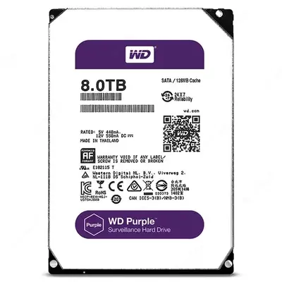 Жесткий диск HDD 8TB Western Digital WD PURPLE 128 Mb, SATA 5400 rpm