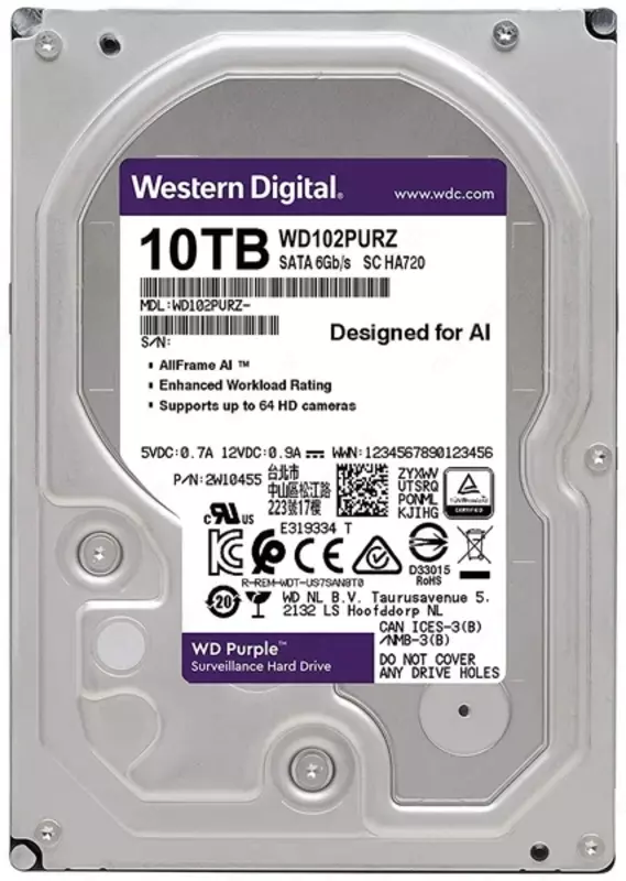  Жесткий диск HDD Western Digital Purple 10TB (WD102PURZ) - 