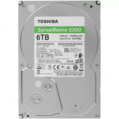 Жесткий диск HDD 6TB Toshiba Surveillance S300, 256 Mb, 5400Rpm (HDWT860UZSVA)