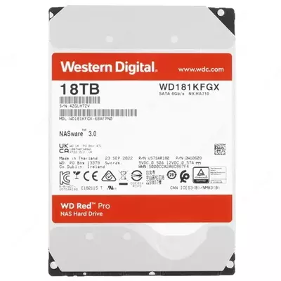 Жесткий диск HDD Western Digital 18TB Red Pro (WD181KFGX)