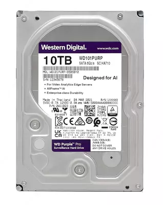 Жесткий диск HDD Western Digital 10TB PURPLE /64 МБ/SATA 5400 rpm/REF