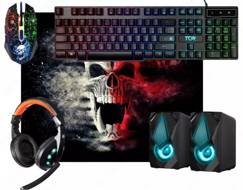 Defender Tor MHP-127 simli klaviatura + sichqoncha + naushnik + karnay + gilamcha to‘plami