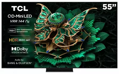 55 dyuymli televizor TCL QLED 55C6K 4K UHD SMART Google TV Mini LED (2025) (oddiy pult)