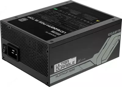 Блок питания Gigabyte GP-UD1600PM PG5, мощностью 1600 Вт, сертификат энергоэффективности 80 Plus Platinum.