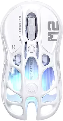 GravaStar Mercury M2 simsiz/simli sichqonchasi (BT/WL/USB-A) RGB  oq rangli