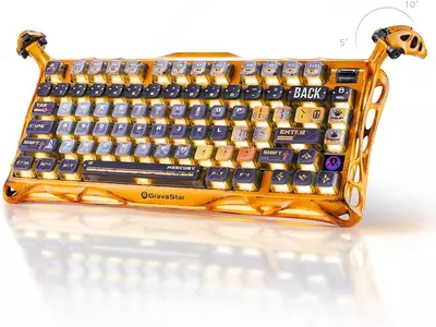 GravaStar Mercury K1 Pro simsiz o‘yin klaviaturasi (80 ta tugma / GravaStar x Kailh Speedy Mint / BT / Simsiz / USB) – Sariq