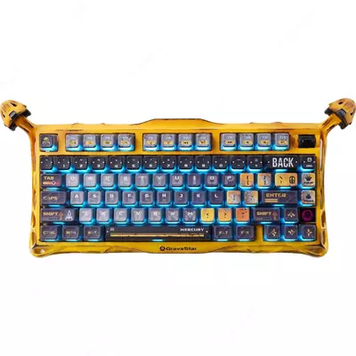  GravaStar Mercury K1 Pro simsiz o‘yin klaviaturasi (80 ta tugma / GravaStar x Kailh Speedy Mint / BT / Simsiz / USB) – Sariq - 