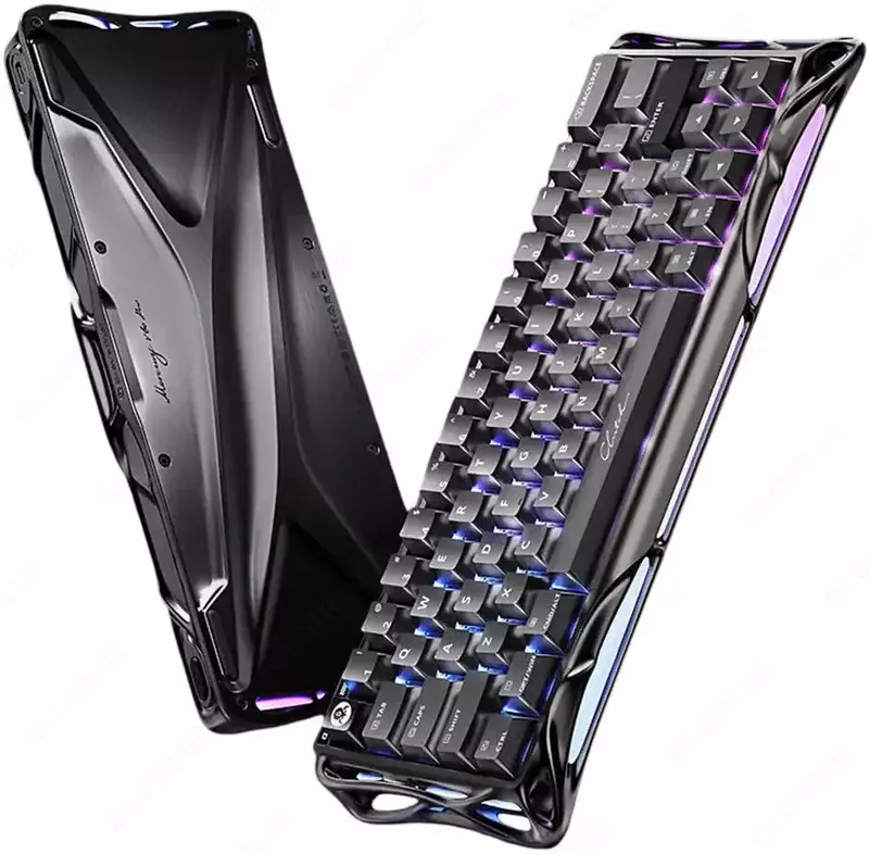 GravaStar Mercury V60 Pro 60keys/GravaStar Blackcore/USB-A / 8k/RGB/ Interstellar Silver/Chrome Silver magnitli o‘yin klaviaturasi