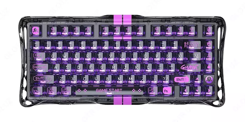 GravaStar Mercury V75 Lite simli o‘yin klaviaturasi (75 ta tugma / Blackcore / USB-A / Shaffof qora)