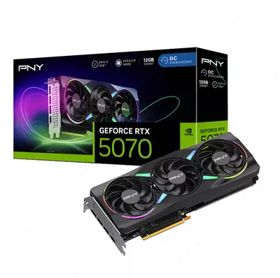 PNY GeForce RTX 5070 ARGB EPIC-X RGB OC uch ventilyatorli 12 GB GDDR7 video kartasi