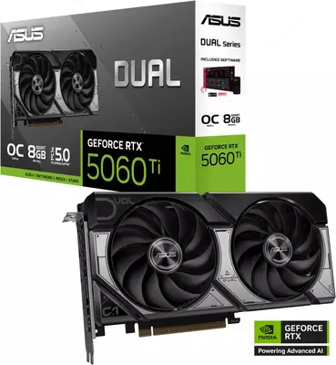 Видеокарта ASUS Dual GeForce RTX 5060 Ti 8GB GDDR7 OC Edition