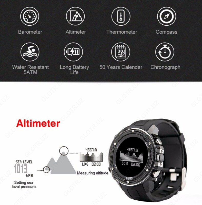  H501 piyoda sayohat altimeter barometrli sport soatlarini taqqoslaydi - 