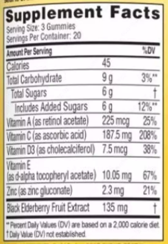 Жевательные конфеты Zarbee's Naturals Black Elderberry Gummies с витамином C, D и цинковой ягодой, 90 шт., новинка купить в Ташкенте