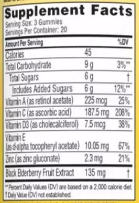Жевательные конфеты Zarbee's Naturals Black Elderberry Gummies с витамином C, D и цинковой ягодой, 90 шт., новинка купить в Ташкенте