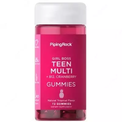 Витамины для девушек Piping Rock Teen Girl Multi + B-12 Cranberry (72 жевательных мармеладок) купить в Ташкенте