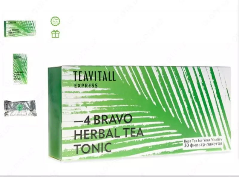  Charchoqni oluvchi TeaVitall Express Bravo 4 choy ichimligi  30 dona filtr-paket - 