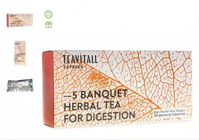 Чайный напиток для улучшения пищеварения TeaVitall Express Banquet 5, 30 фильтр-пакетов купить в Ташкенте