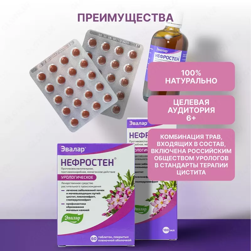 Нефростен Эвалар таблетки 60 шт купить в Ташкенте