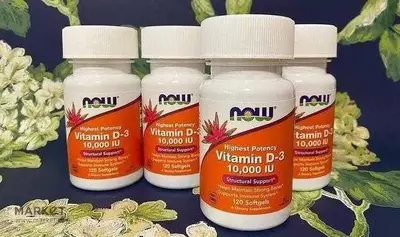 Витамин Д-3, Vitamin D-3, Now Foods, высокоэффективный, 10000 МЕ, 120 гелевых капсул купить в Ташкенте