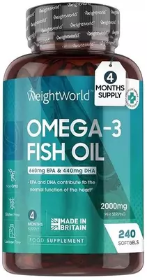 Weightworld Рыбий жир Омега 3 2000 мг 240 гелевых капсул купить в Ташкенте