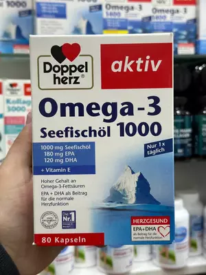 Биологически активная добавка Doppelherz aktiv Omega-3 Seefischöl 1000 (80 капсул) из Германии купить в Ташкенте