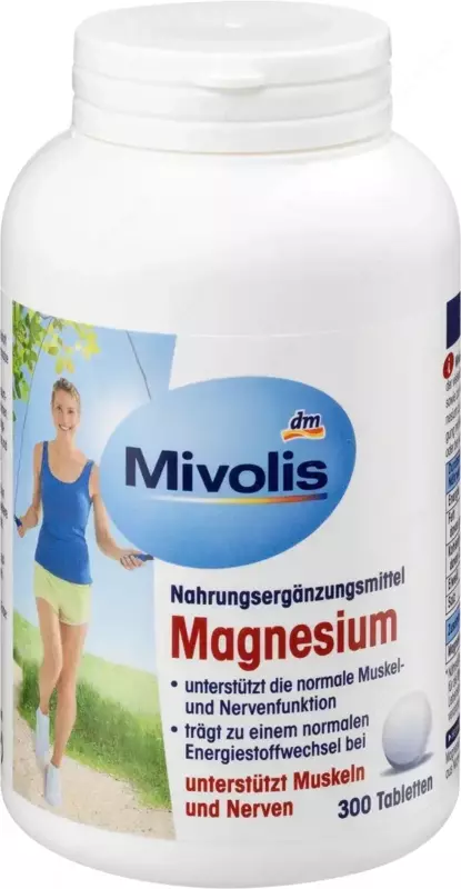 Mivolis Magnesium способствует нормальной работе мышц и нервов  поддержанию нормальных костей и нормальному энергетическому обмену